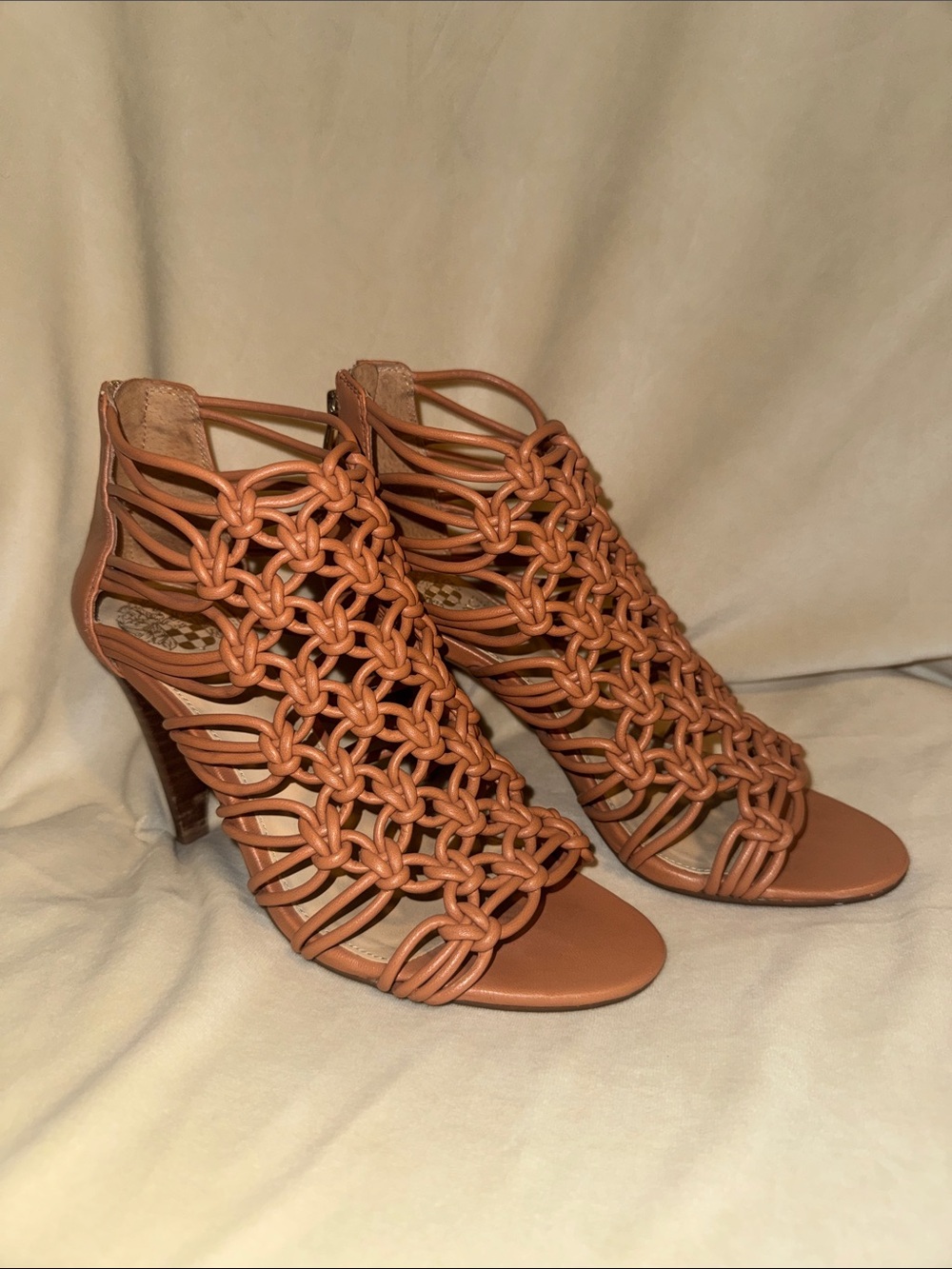 Vince Camuto Tan Knotted High Heel Sandals